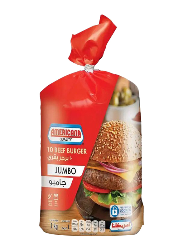 Americana Jumbo Beef Burger, 10 Pieces, 1 Kg