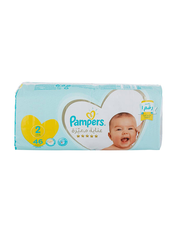 Pampers Premium Care Diapers, Size 2, New Baby, 3-8 kg, 46 Count