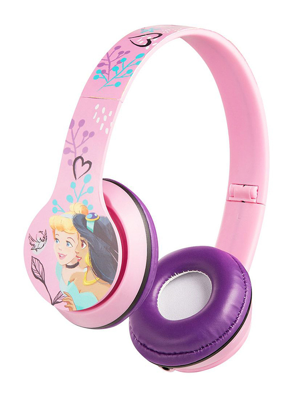 SMD Disney Princess Wireless Bluetooth Over-Ear Noice Cancelling Headphone, Pink