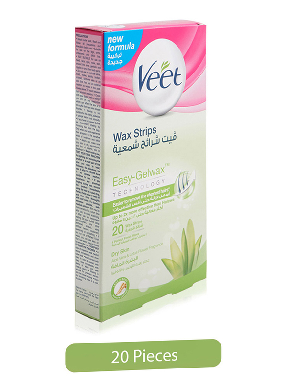 Veet Dry Skin Easy Grip Wax Strips, 20 Strips