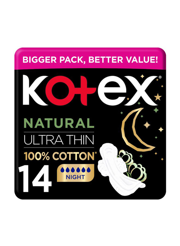 

Kotex Natural Ultra Thin 100% Cotton Pad, 14 Pieces