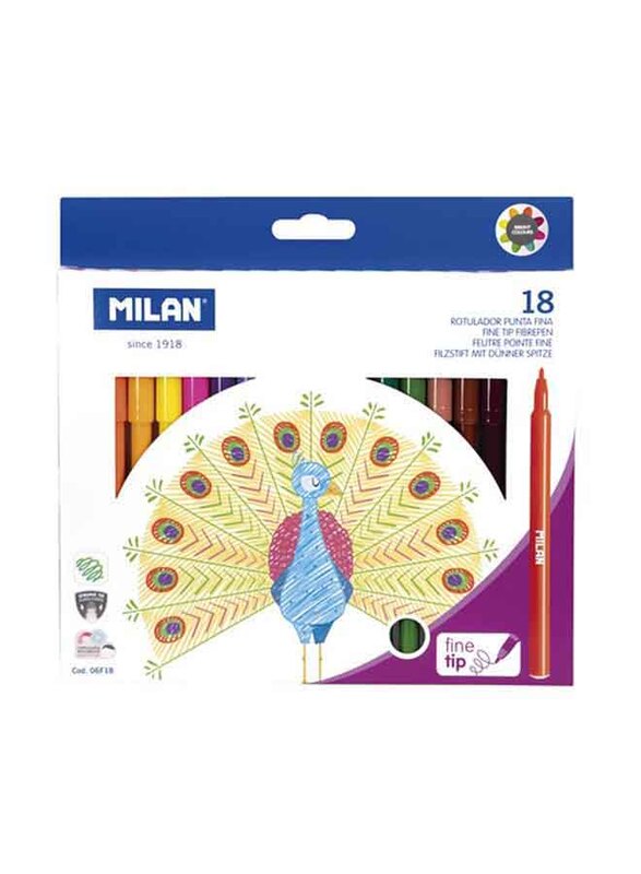 

Milan 18 Fine Tip Fibrepens, Multicolour