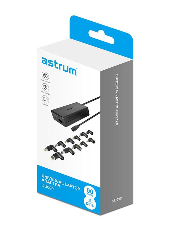 Astrum Universal Laptop Charger Adapter, 90W, CU090, Black