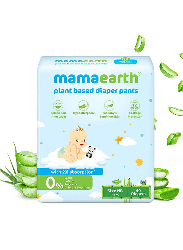 

Mamaearth Plant Based Diaper Pants, Size NB, 3-5 kg, 40 Count