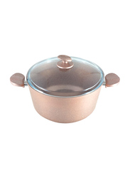 Home Maker 28cm Round Granite Casserole with Lid, Rose Gold