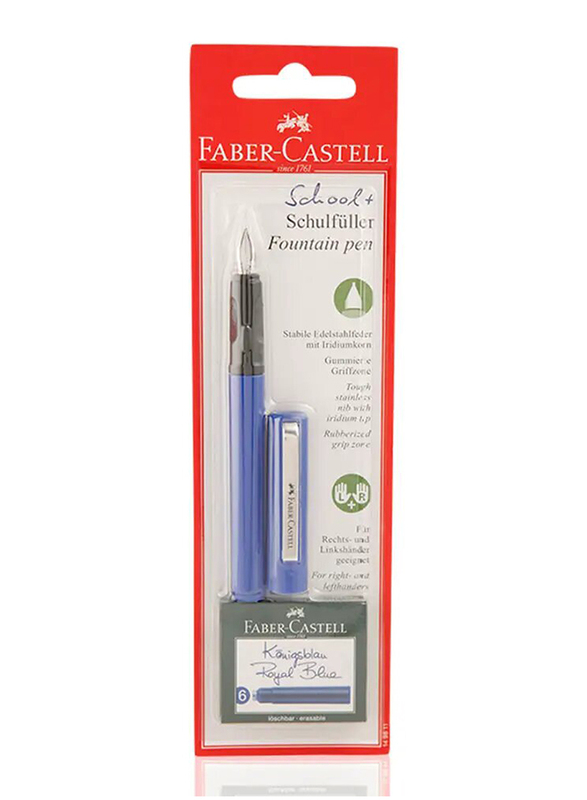 Faber-Castell School Fountain Pen and Refills Set, Blue