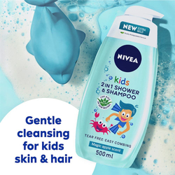 Nivea 250ml 2-in-1 Shower & Shampoo for Babies, Blue