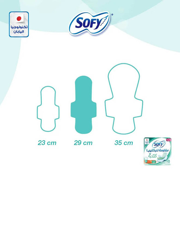 Sofy Slim Anti Bacterial Healthy Skin Sanitary Pads, Large, 10 Pads