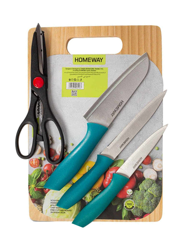 

Homeway 5-Piece Knife With Cutting Board, Multicolour