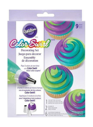 Wilton 9-Piece Colorswirl Tri-Colour Coupler Decorating Set, Multicolour