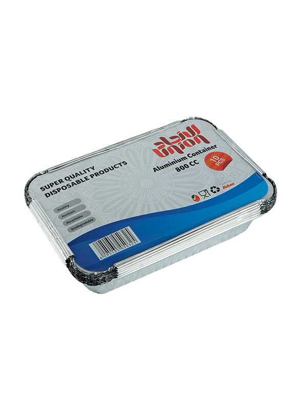 

Union 800CC Disposable Aluminium Container, 10 Pieces, Silver