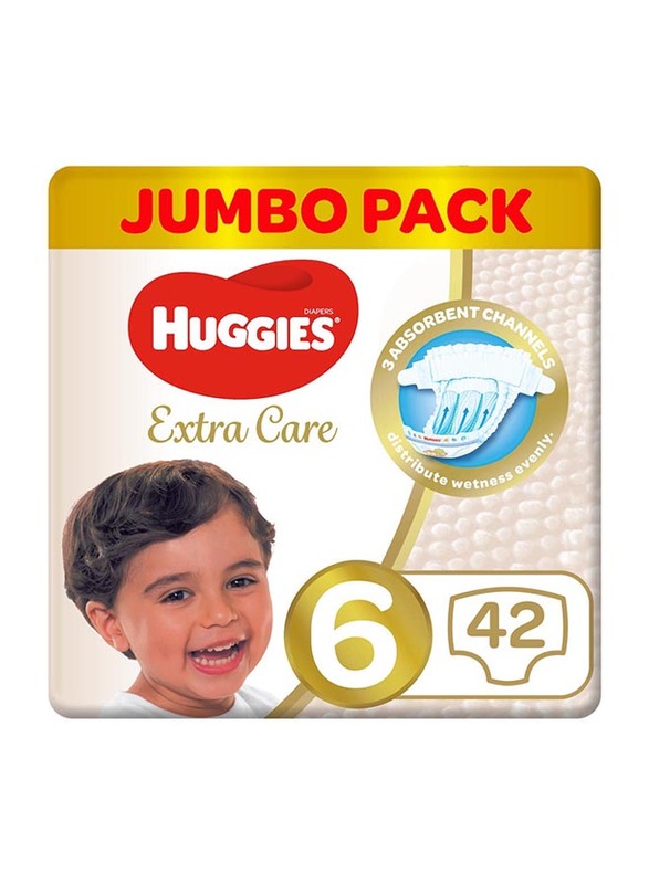 Huggies Extra Care Size 6, Jumbo Pack, 15+ kg - 42 Diapers