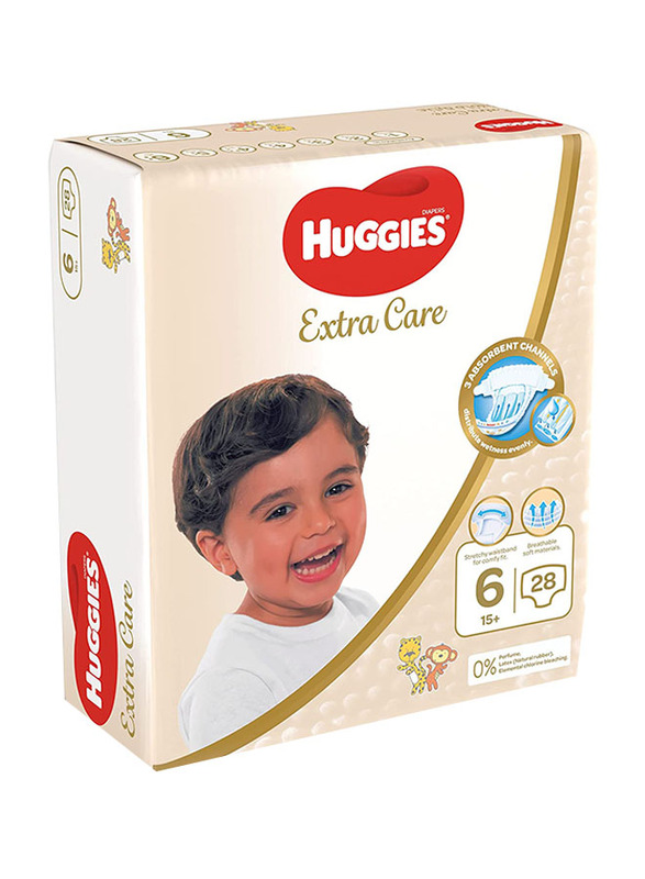 Huggies Extra Care Diapers, Size 6, 15+ Kg, 28 Count