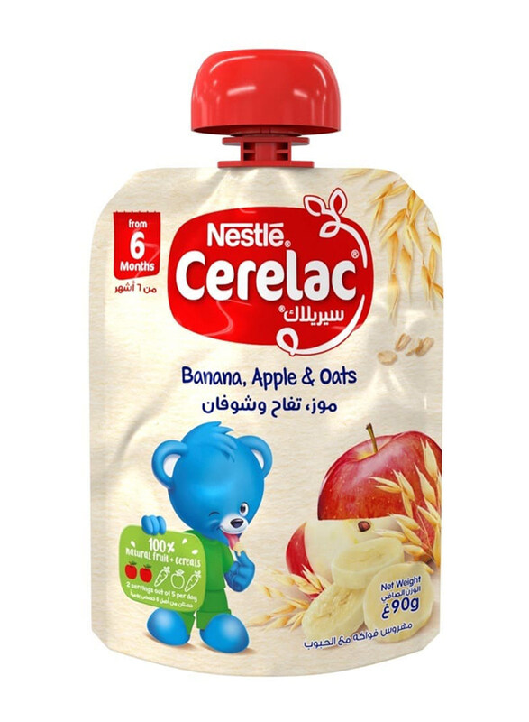 

Nestle Cerelac Fruits Puree Pouch Banana Apple Oat, 90g