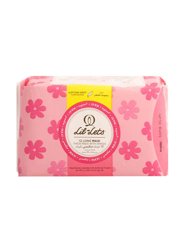 

Lil-Lets Long Maxi Thick Pads With Wings, 12 Pieces