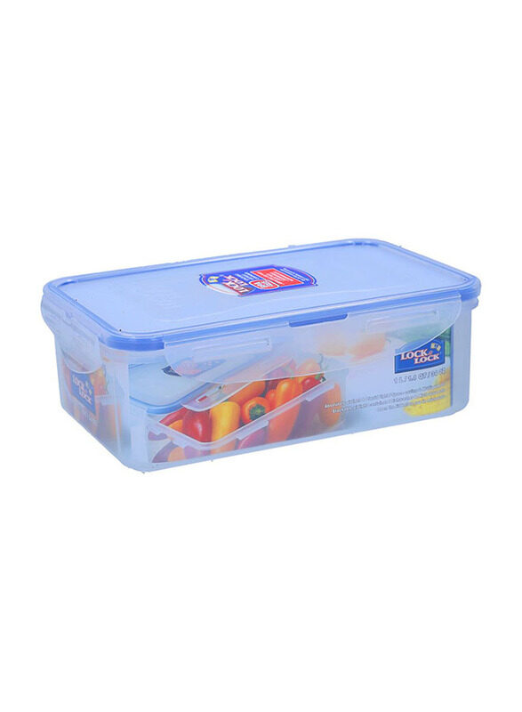 

Lock & Lock Rectangle Food Container, 1 Liter, Clear/Blue