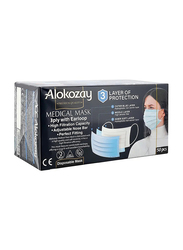 Alokozay Disposable 3ply Face Masks with Ear Loop, 50 Pieces