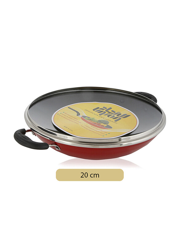 

Union 20cm Non-Stick Aluminium Round Kadai, with Lid, Red/Black