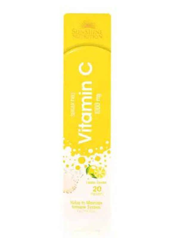 Sunshine Nutrition Sugar Free Vitamin C Lemon Flavour Tablets, 20 Tablets, 80gm