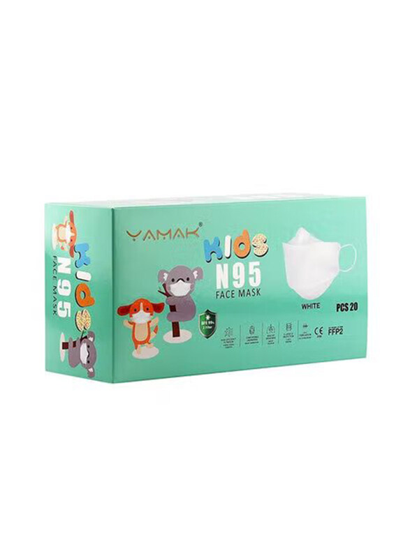 

Yamak N95 4 Layer Kids Face Mask, White, 20 Piece