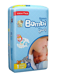 Sanita Bambi Baby Diapers Value Pack Size 1, New Born, 2-4 Kg - 48 Count