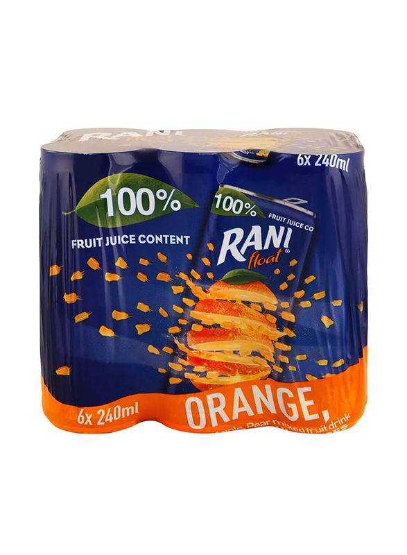 Rani Float Orange Fruit Drink with Real Fruit, 6 x 240ml