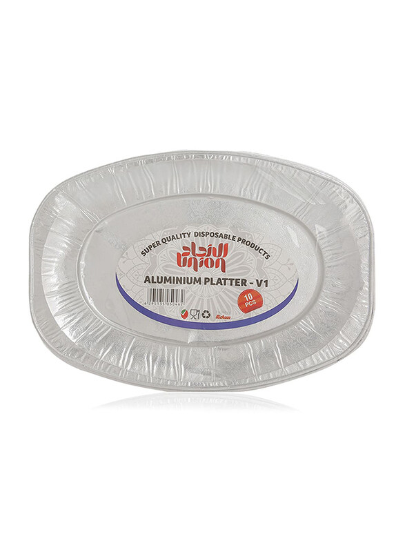 

Union 10-Pieces V1 Super Quality Disposable Aluminum Oval Platter, White