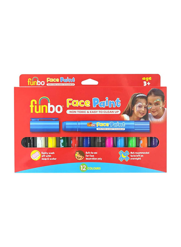 Funbo Face Paint Sticks, 12 Piece, Multicolour