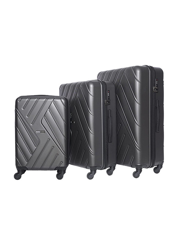 

Parajohn 3-Piece Set Hard Travel Bag Luggage Trolley 4 Inline Skate (Linear) Wheels with TSA Lock, Dark Grey
