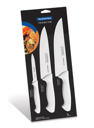Tramontina 3-Piece Premium Cutlery Knife Set, White/Silver