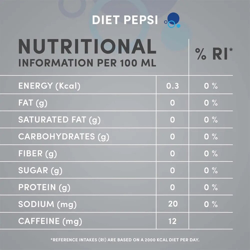 Diet Pepsi Carbonated Soft Drink Glass Bottle, 250ml