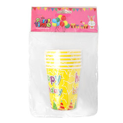 Party Time Round Birthday Glass Set, 6 Pieces, Yellow