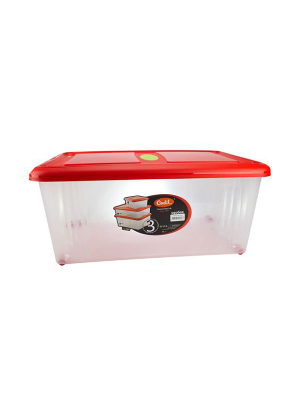 Codil Storage Box with Lid and Wheels, XL, 1346, Red/White