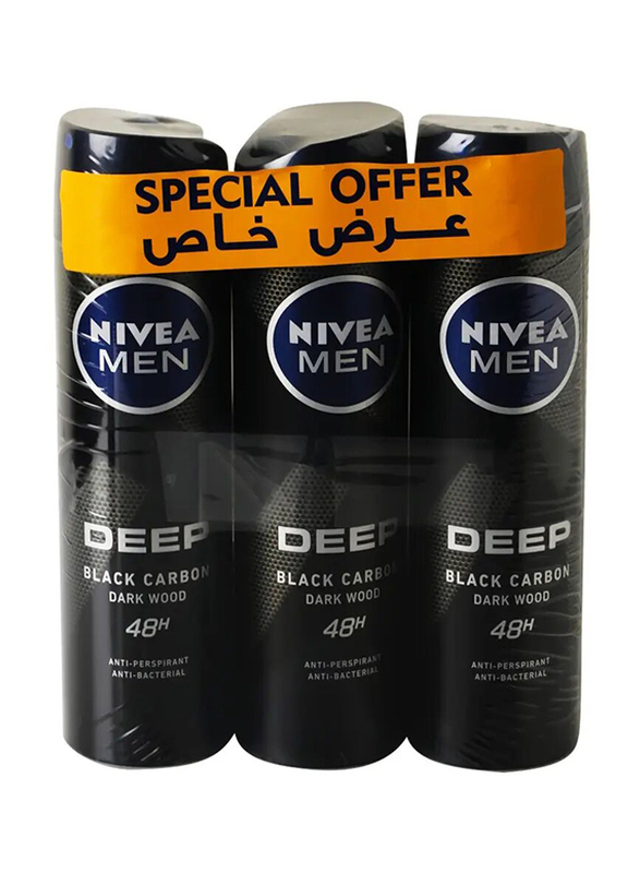 Nivea Men Deo Spray Deep, 3 x 150ml