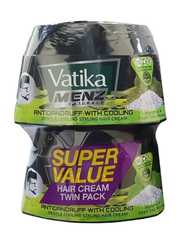 Vatika Menz Anti-Dandruff with Cooling Styling Hair Cream, 2 x 140ml