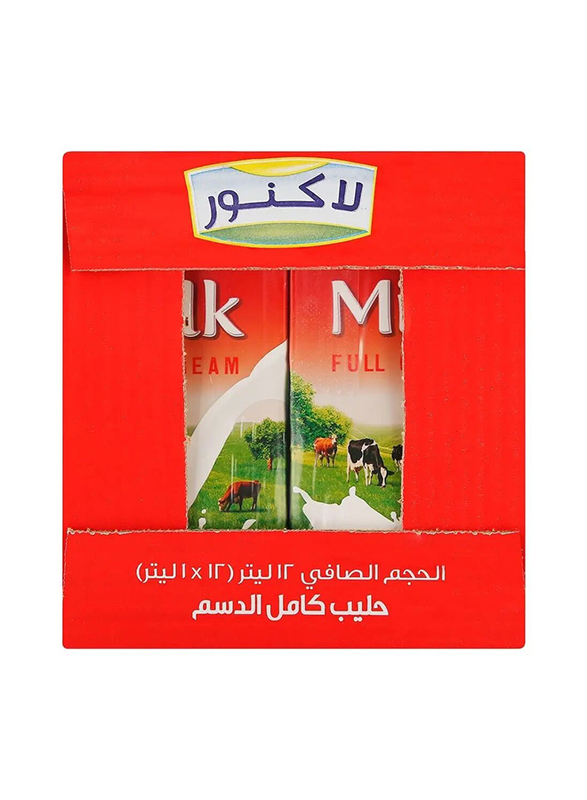 Lacnor Full Cream Milk Carton - 12 x 1 Ltr