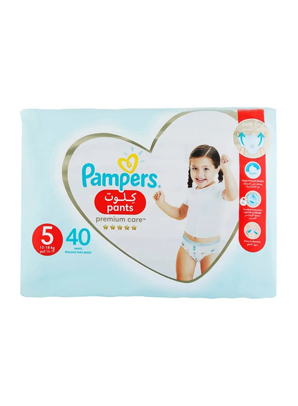 Pampers Premium Care Pants - Size 5, 12-18 KG - 40 Count