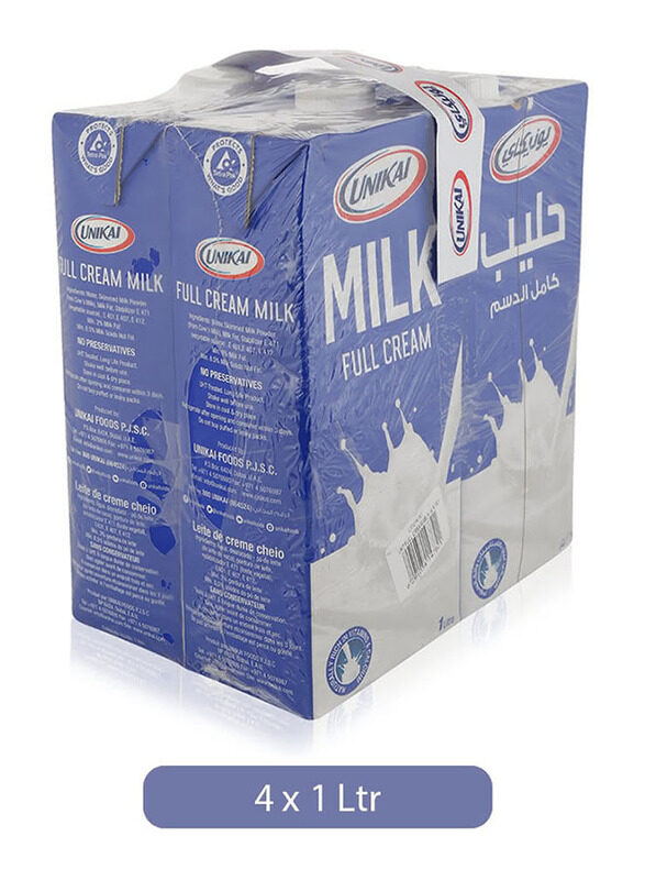 Unikai Full Cream Milk, 4 x 1 Liter