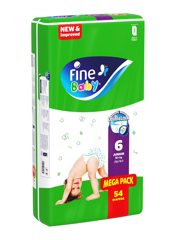 Fine Baby Diapers, Size 6, Junior, 16+ Kg, 54 Count