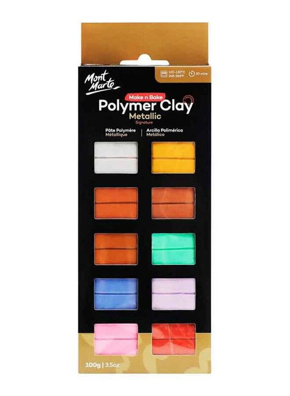 Mont Marte Make n Bake Polymer Clay Metallic, 100gm, Multicolour