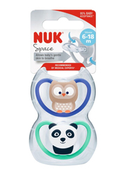Nuk 2-Piece Space Soother for 6-18 Month Babies, Multicolour