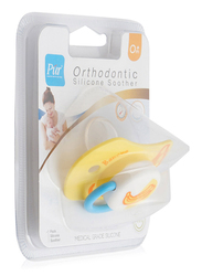 Pur Orthodontic Silicone Soother, Yellow/White