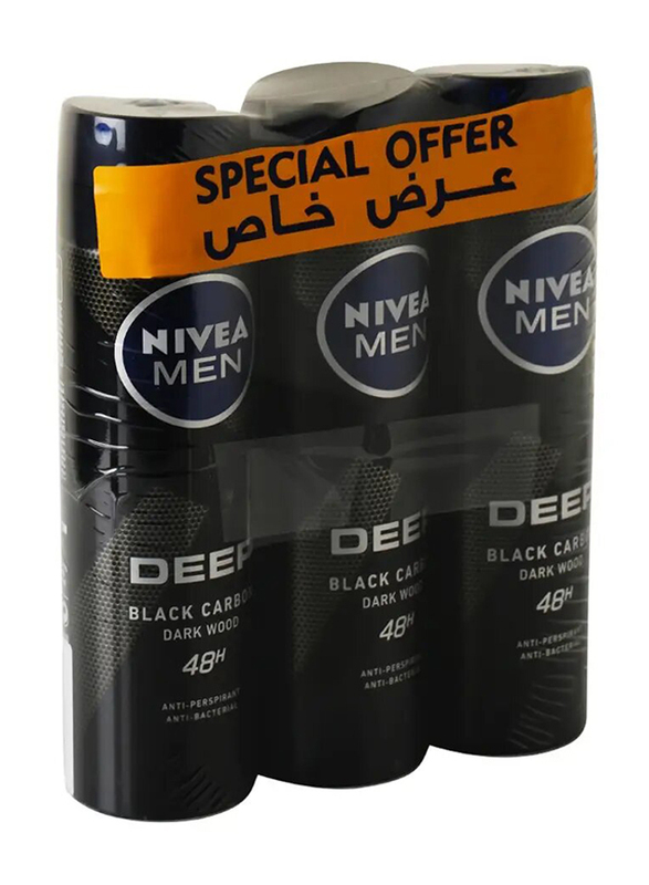 Nivea Men Deo Spray Deep, 3 x 150ml