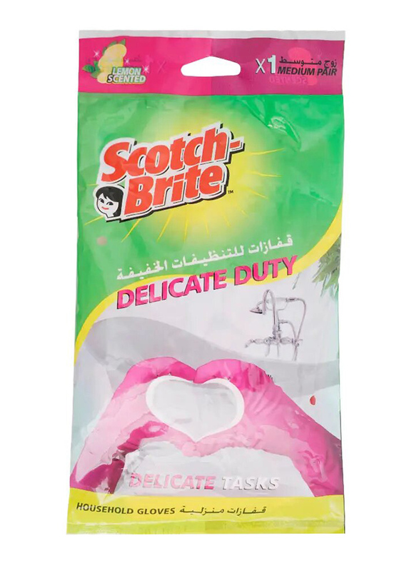 3M Scotch-Brite Delicate Duty Household Gloves, Pink, Medium