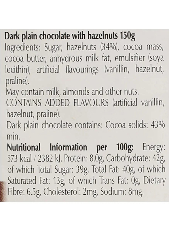 Lindt Les Grandes Dark Chocolate With Hazelnuts - 150g
