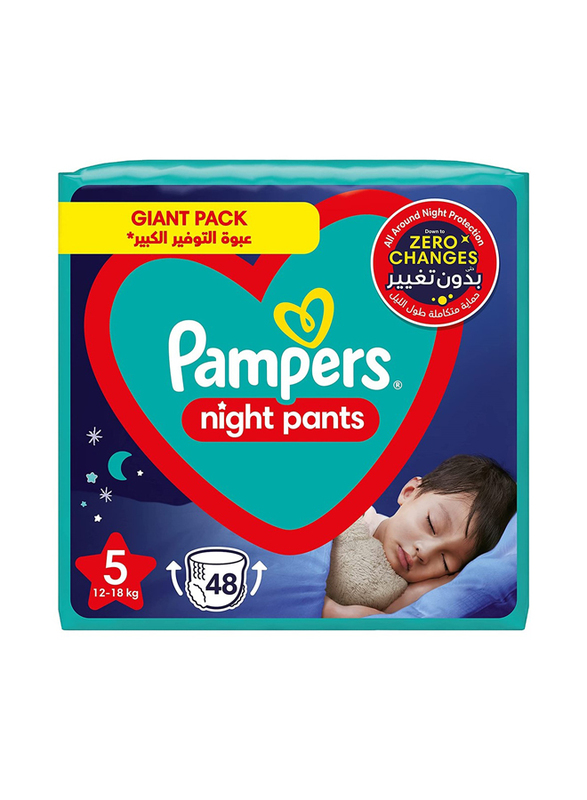 Pampers Nights Diaper Pants, Size 5, 12-18 Kg, 48 Count