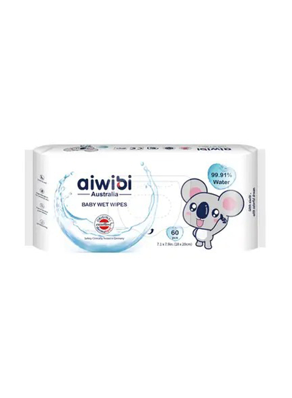 

Aiwibi 99.91% Pure Water Premium Baby Wet Wipes, 60 Pieces