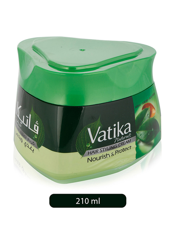 Vatika Natural Nourish and Protect Hair Styling Cream for All Hair Types, 210ml