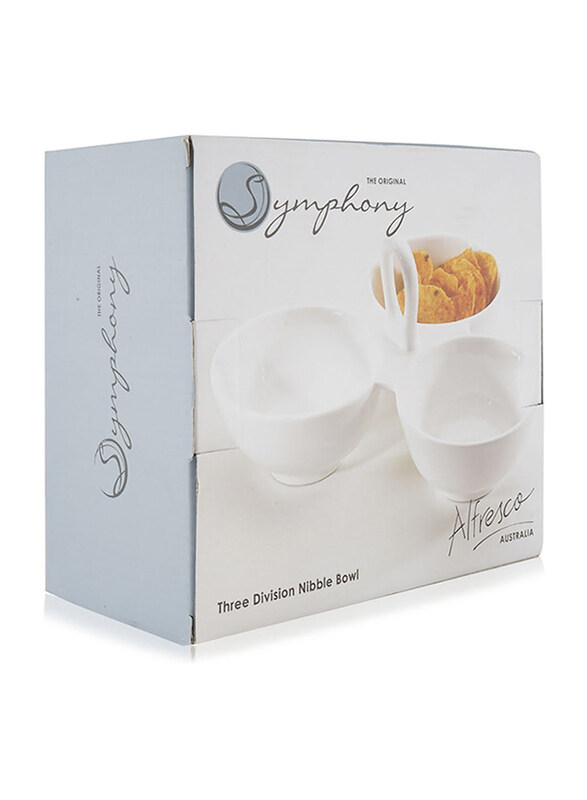 

Symphony 9.5cm Melamine Round Three Devision Nibble Bowl, White