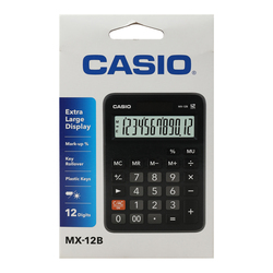 Casio MX-12B 12 Digit Mini Desk Type Calculator, Black